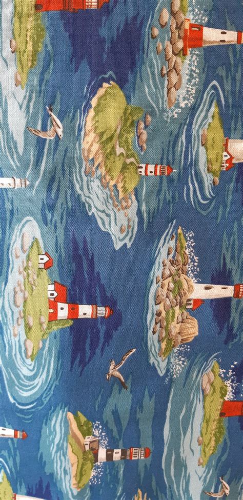 Gordon Fabrics By The Sea Lighthouses Etsy