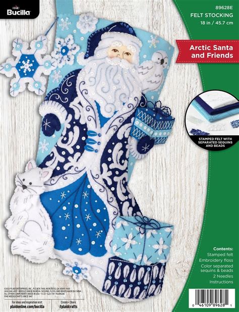 Bucilla Felt Stocking Applique Kit Long Arctic Santa Friends