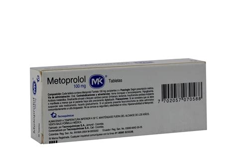 Comprar Metoprolol 100mg Caja X30 Tabletas En Farmalisto Colombia