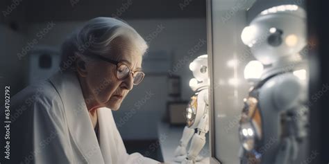 Elderly Care Robot In Intelligent Hospital Concept Ai Artificial