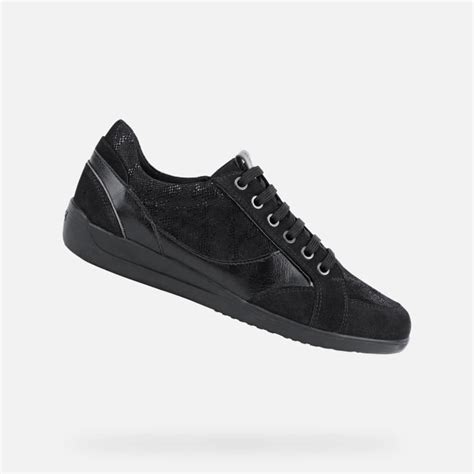 Baskets basses Geox D MYRIA Femme Noir Cuir Zip Compensé affiné