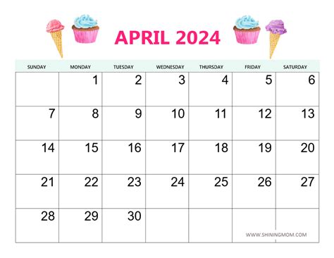 Cute April 2024 Calendar Free Printable Datha Eolanda