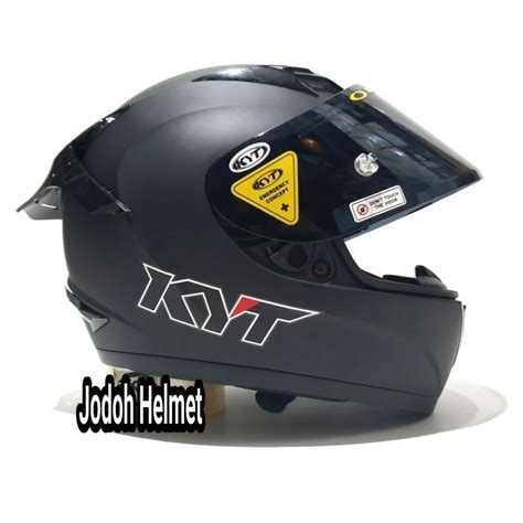 Jual Kyt Helm R Solid Black Matt Doff Visor Flat Iridium Spoiler