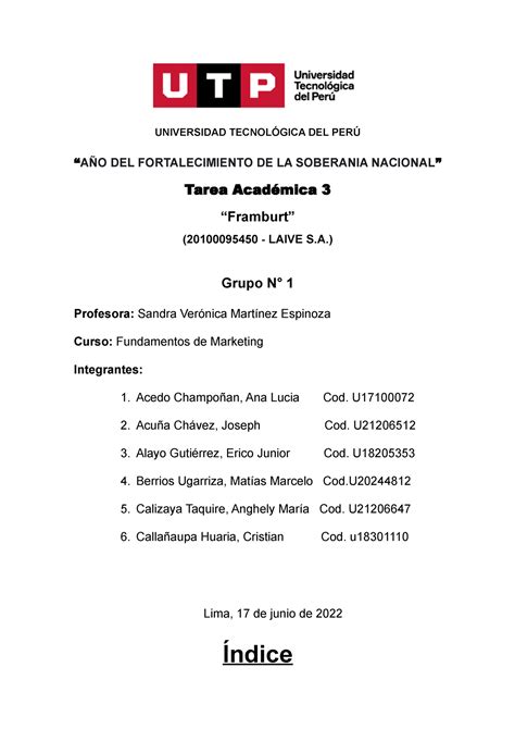 Tarea Acad Mica Grupo Fundamentos De Marketing Universidad