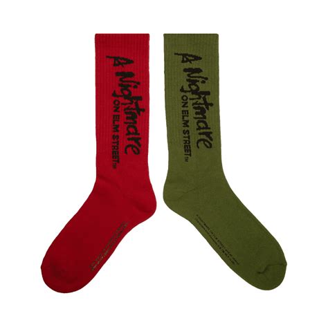 Nightmare On Elm Street Mismatched Title Logo Mens Red And Green Tall