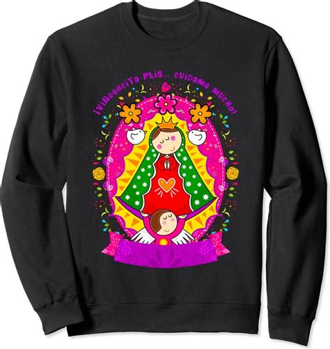 Mexicolor Our Lady Virgen De Guadalupe Cartoon Virgin Mary Sweatshirt