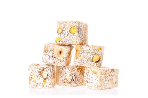 Turkish Delight Lokum with Pistachio Nuts Isolated on a White ...