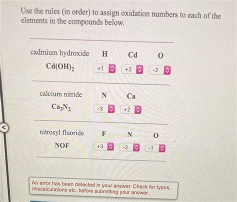 Solved Use The Rules In Order To Assign Oxidation Numbers Chegg