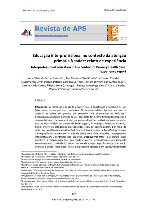 PDF Educação interprofissional no contexto da Atenção Primária à