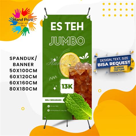 Jual Cetak Spanduk Banner Jualan Es Teh Jumbo Es Teh Manis Lemon Tea