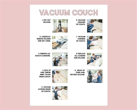 Vacuum Couch Step By Step Visual Aid Cleaning Chore Guides Etsy