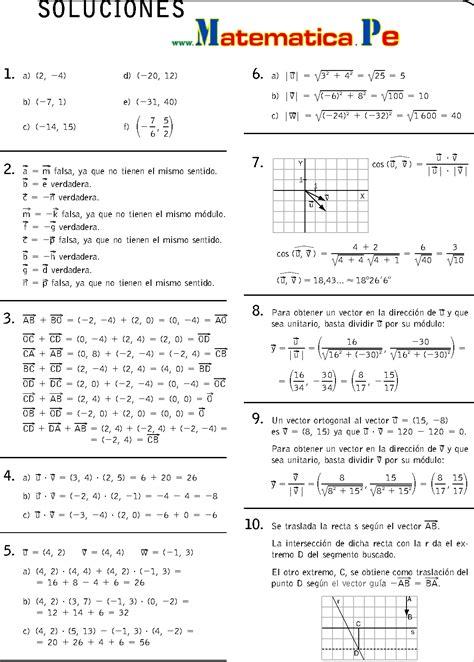 LOS VECTORES EN EL PLANO EJERCICIOS RESUELTOS MATEMATICAS 1