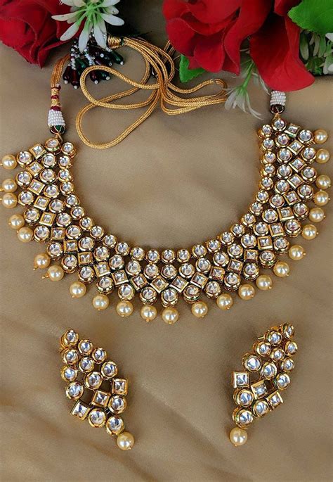 Kundan Necklace Set Kundan Jewellery Set Wedding Jewelry Sets Bridal