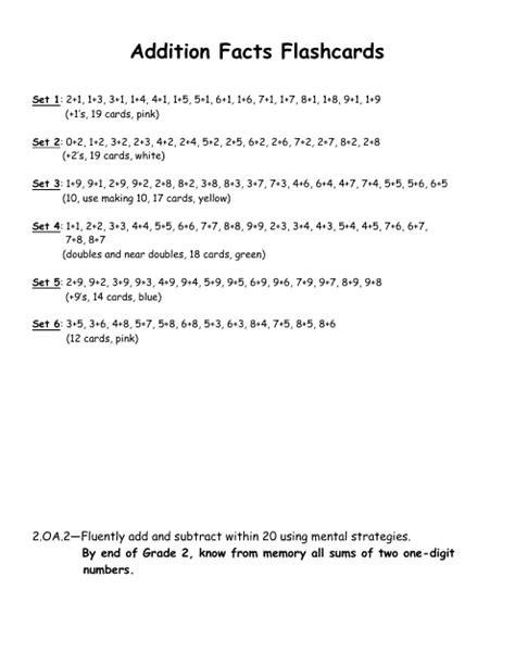 Addition Math Flashcards Sets Download Printable Pdf Templateroller