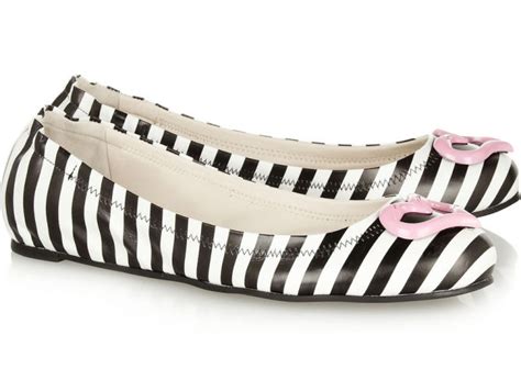 SOPHIA WEBSTER Miami Striped Leather Ballet Flats Shoes Post