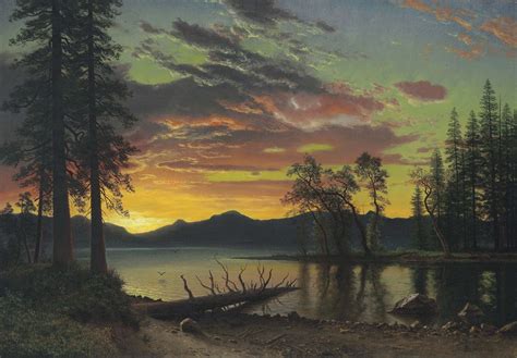 Albert Bierstadt Twilight Lake Tahoe Mountain Landscape Canvas