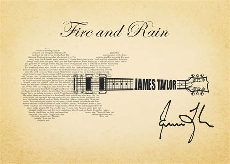 James Taylor Fire Rain Poster Picture Metal Print Paint By