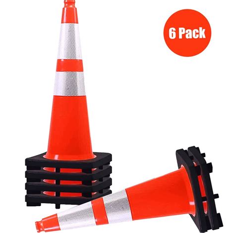 BESEA 28 Heavy Duty PVC Traffic Cones Black Base For Road Parking