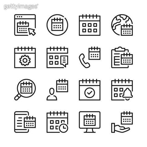 Calendar Line Icons Set Modern Graphic Design Thin Line Concepts