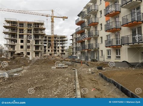 The Construction of a Block of Flats - Work Site Stock Photo - Image of industry, cement: 135975202