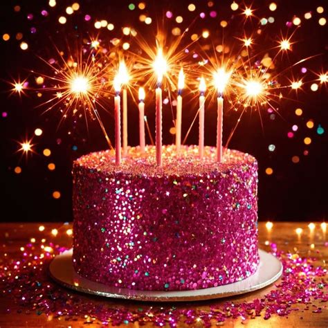 Birthday Cake, Festive Party Sparkling Glitter Effect Stock ...