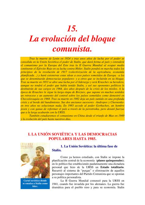 Evolución Comunismo 15 La Evolución Del Bloque Comunista Tras La Muerte De Lenin En 1924 Y