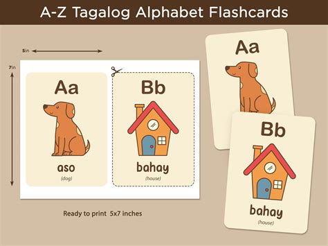 Filipino Alphabet Flashcards, Tagalog Flashcards Alphabets With English ...