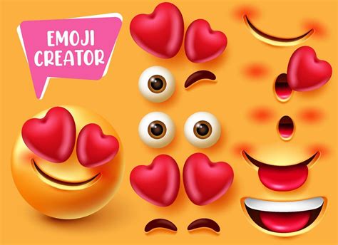 Emoji Creator Vector Set Design Emoticon D In Love And Happy