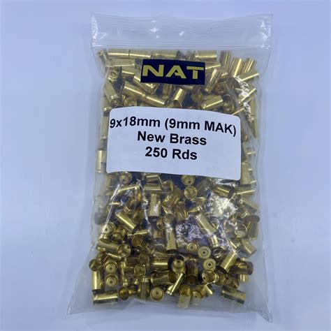 9mm Makarov 9x18mm New Brass Unprimed 250 Pcs Clt Ammo