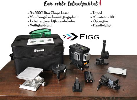 FIGG ULTRA CHAPE Groene Kruislijnlaser 3 Lijnen X 360 COMPLETE SET