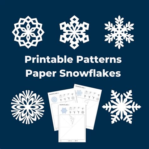 Paper Snowflake Templates Printable Snowflake Cutout Easy Etsy