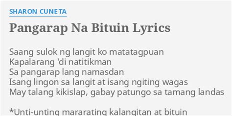 "PANGARAP NA BITUIN" LYRICS by SHARON CUNETA: Saang sulok ng langit...