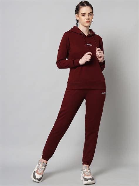 Buy Griffel Women Maroon Solid Tracksuits Tracksuits For Women