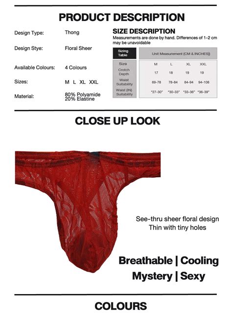 Sheer Floral See Thru Design Men Thong Men Underwear Men Bikini Men G String Shopee Singapore