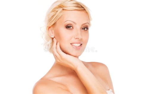 Close Up Portrait Of Beautiful Woman On White Stock Image Image Of