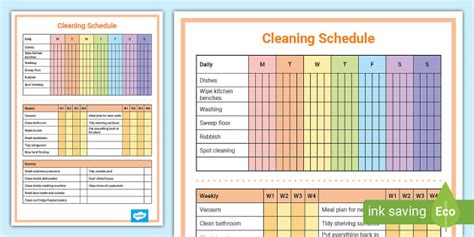 Daily Weekly And Monthly Cleaning Schedule Teacher Made