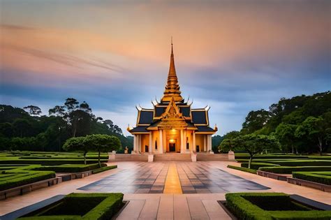 Um templo à noite Foto Premium