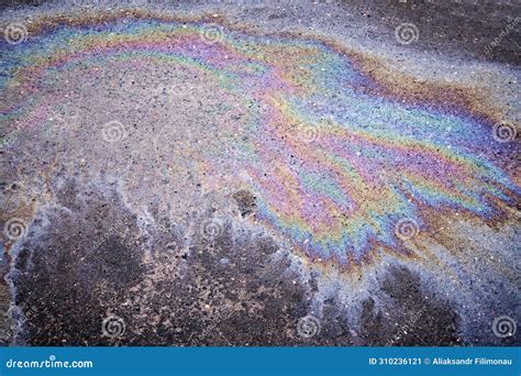 Fuel Or Oil Texture On Wet Asphalt Stock Image Image Of Drip Spot