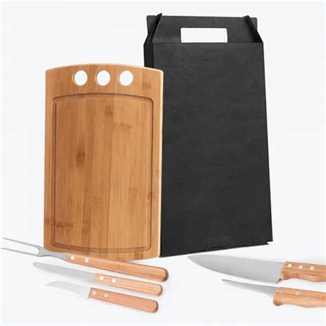 Brinde KIT PARA CHURRASCO COZINHA EM BAMBU INOX CALIFORNIA