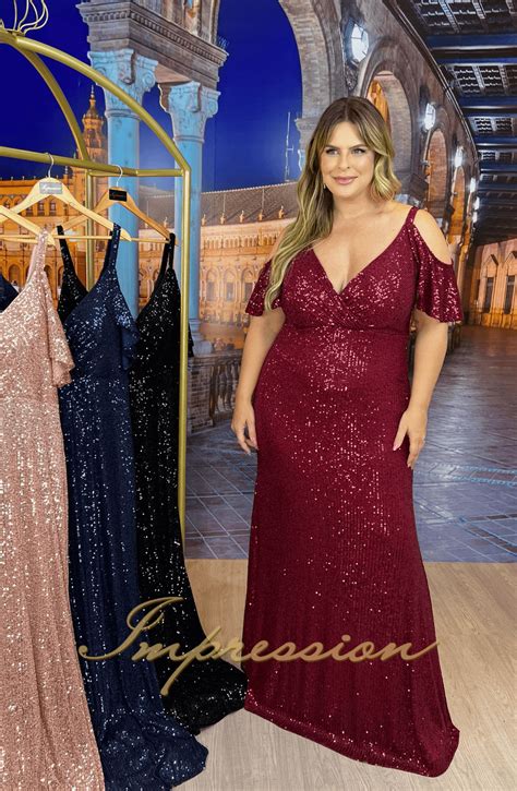 Vestido De Festa Longo Plus Size Marsala Brilho Impression Modas