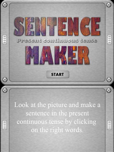 Present Continuous Sentence Maker Game Pdf