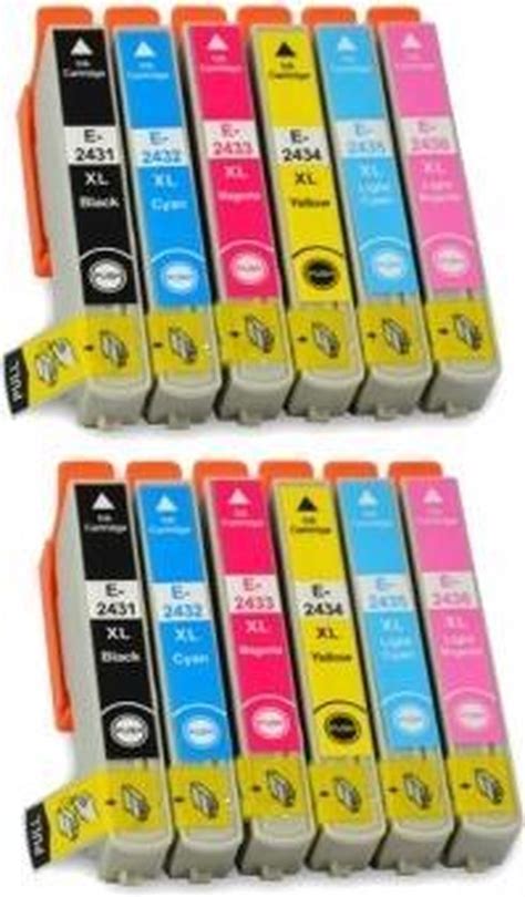 Huismerk 24XL BK C M Y LC LM 12 Cartridges Geschikt Voor Epson Bol