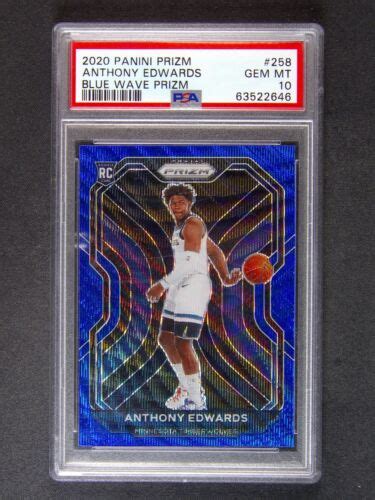 Panini Prizm Anthony Edwards Rc Rookie Blue Wave Psa Ebay