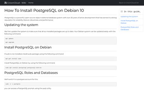 CrownCloud Wiki How To Install PostgreSQL On Debian 10