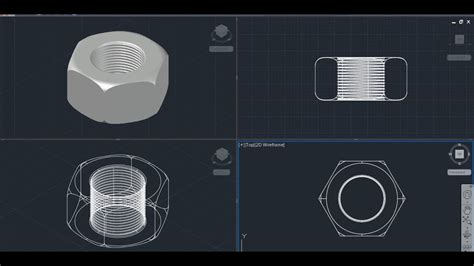 AutoCAD 3D Nut How To Draw Nut Using AutoCad Training YouTube