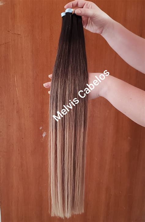 Cabelo Humano Castanho M Dio Ombre Hair Loiro Tom Cm Na Fita