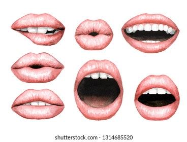 Realistic Female Lips Gloss Mouths Bright Stock Vector Royalty Free