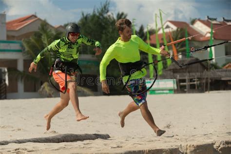 Kite Surfer with His Learner Stock Photo - Image of adrenaline ...