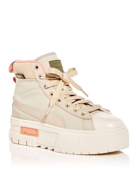 Puma Leather High Top Platform Sneakers In Beige Natural Lyst Uk