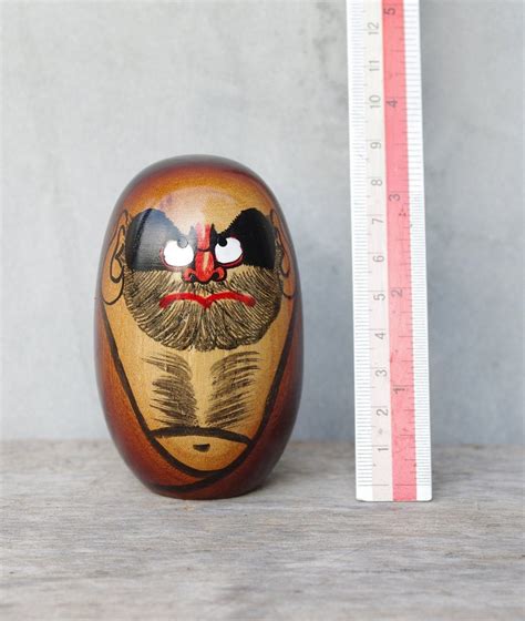 Japanese Lucky Daruma Dharma Doll Carving And Paint Wood Doll